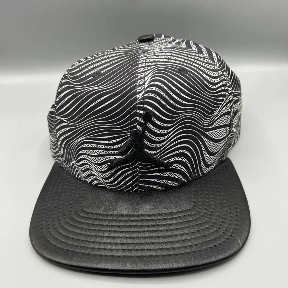 Air Jordan Hat Men Black Wave Pattern‎ Embroidered Logo Jumpman Snap Back Cap